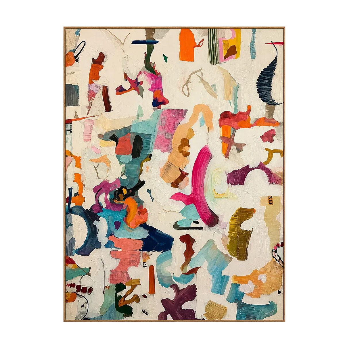Colorful Gestures on Cream Abstract Wall Art | Olyrel