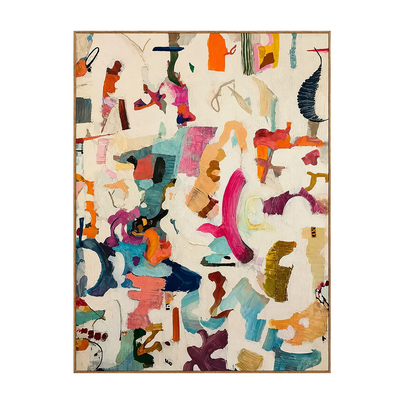 Colorful Gestures on Cream Abstract Wall Art | Olyrel