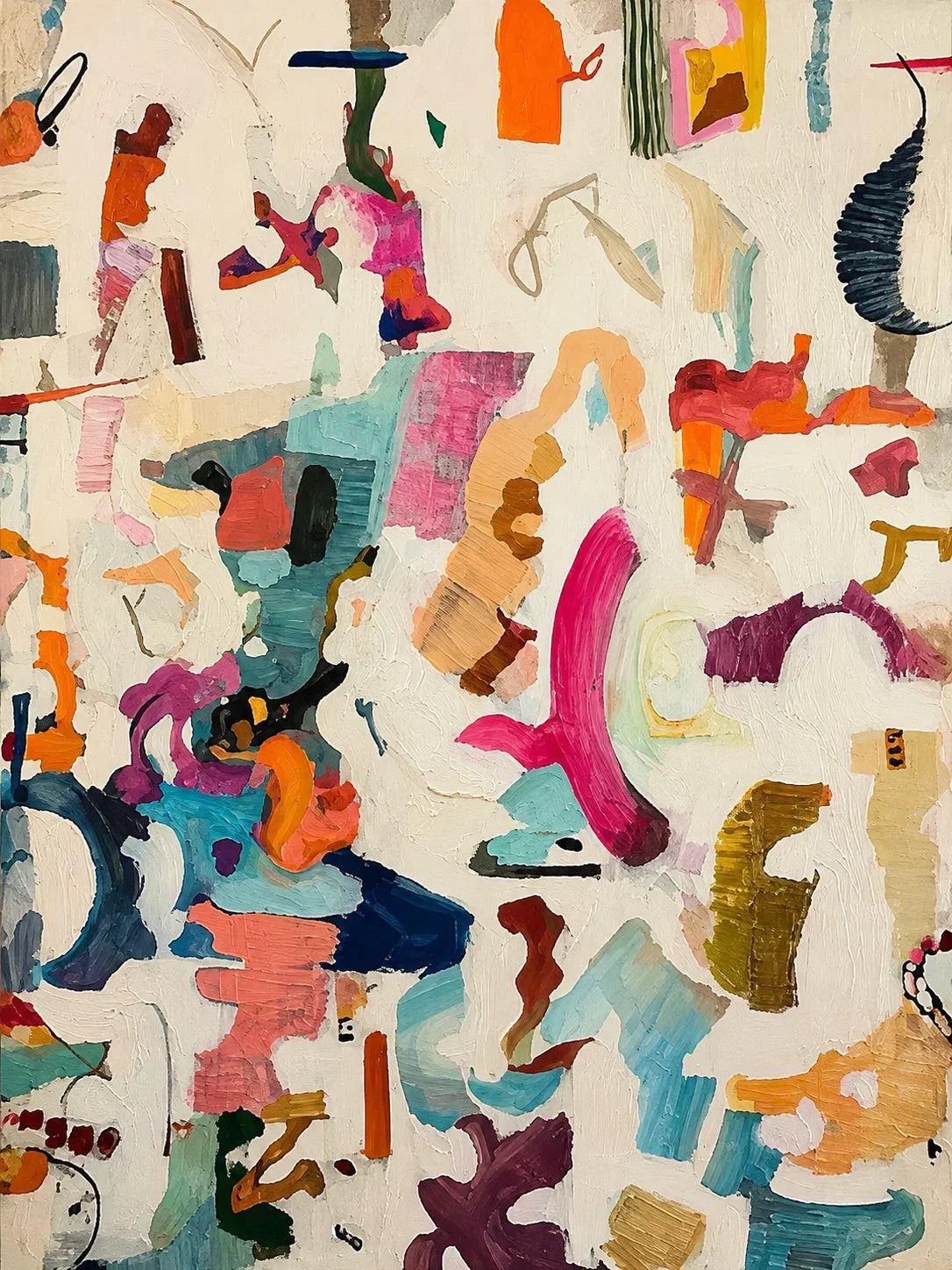 Colorful Gestures on Cream Abstract Wall Art artwork view | Olyrel