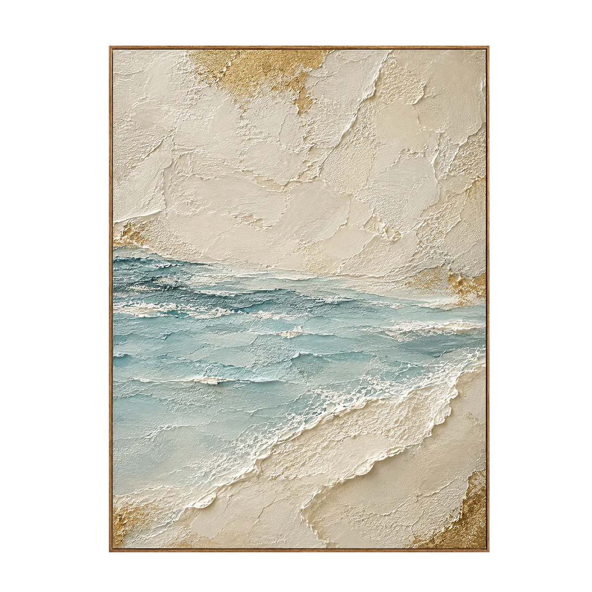 Aqua Tide and Golden Sand Textured Wall Art | Olyrel