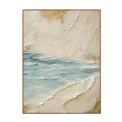 Aqua Tide and Golden Sand Textured Wall Art | Olyrel