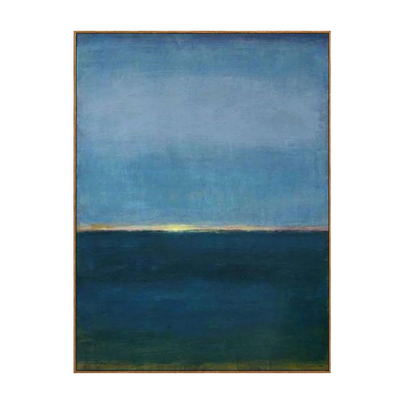 Blue Stillness with a Golden Horizon Wall Art | Olyrel