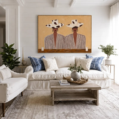 Spotted Hats and Striped Shirts Duo Wall Art styled interior scene 3 | Olyrel