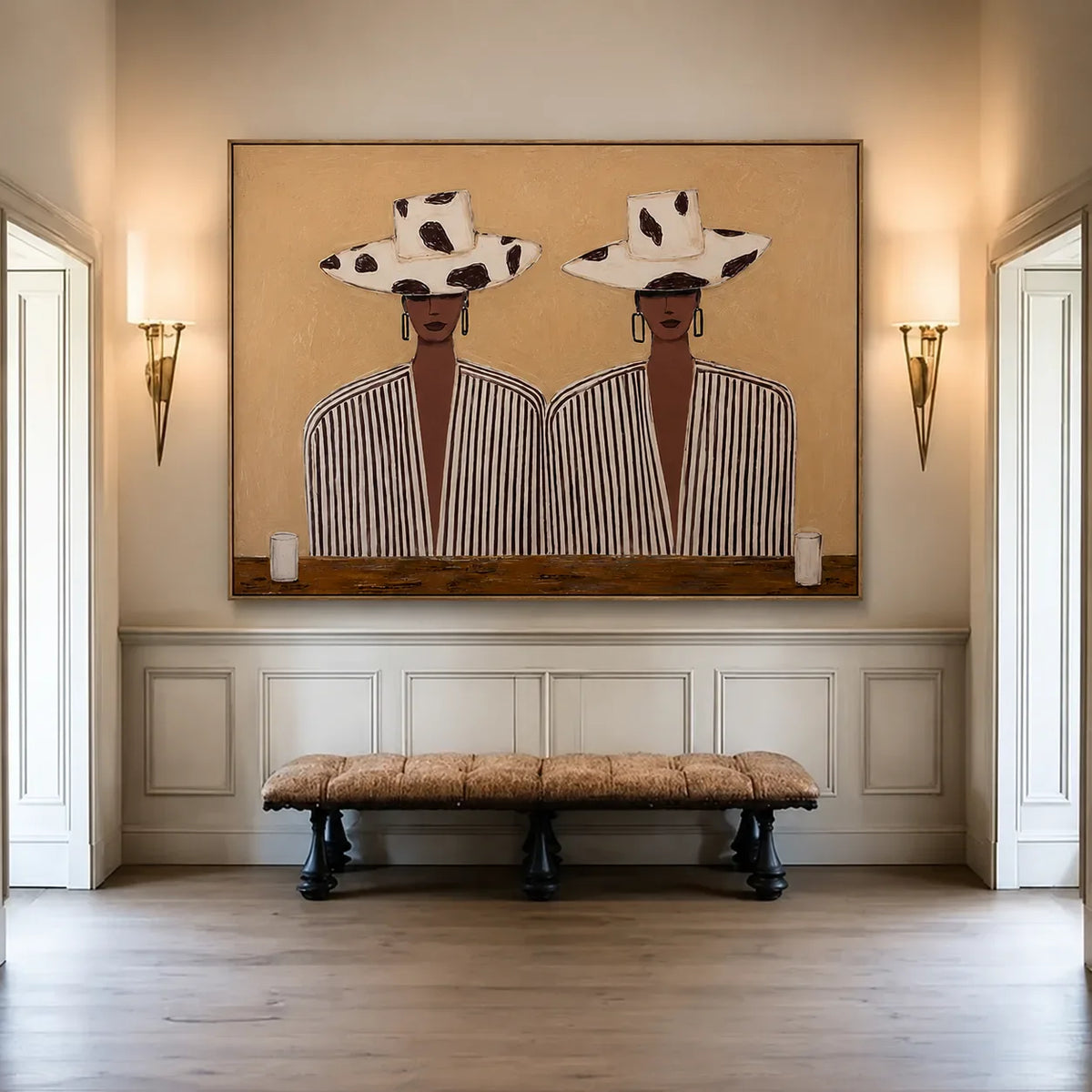 Spotted Hats and Striped Shirts Duo Wall Art styled interior scene 4 | Olyrel