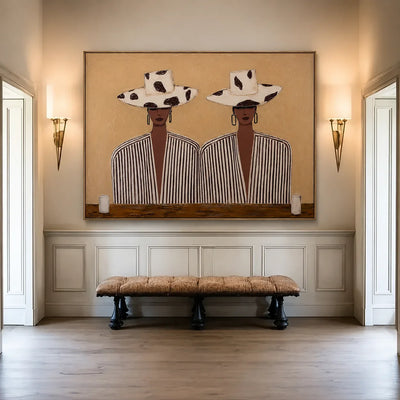 Spotted Hats and Striped Shirts Duo Wall Art styled interior scene 4 | Olyrel