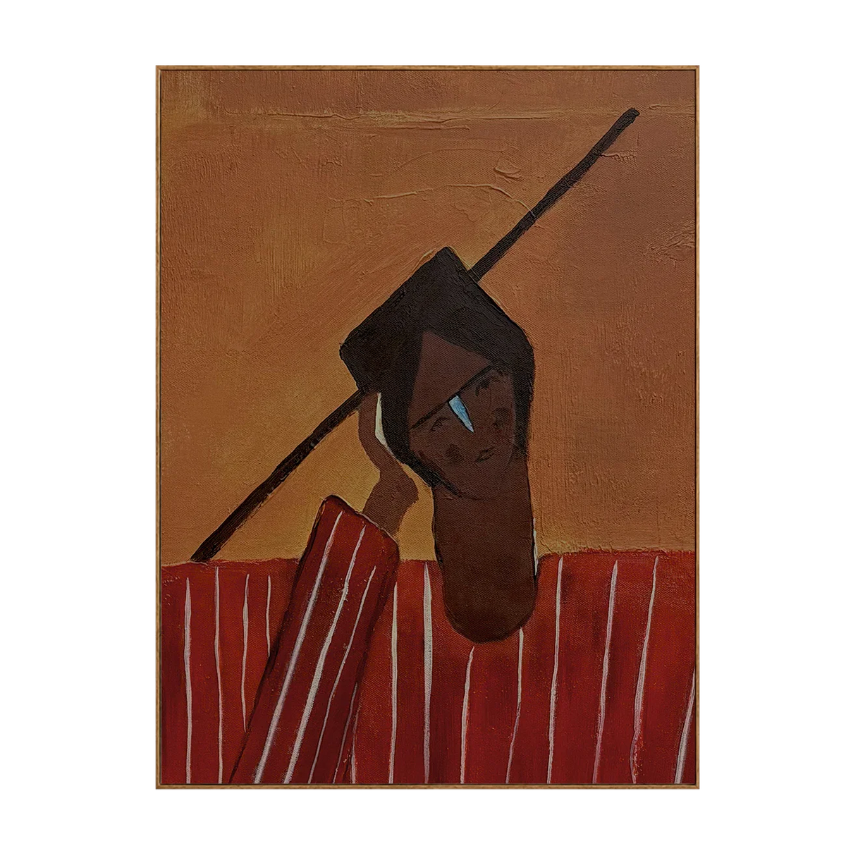 Angular Portrait in a Red Striped Shirt Wall Art | Olyrel