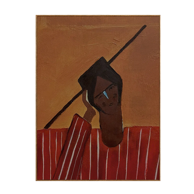 Angular Portrait in a Red Striped Shirt Wall Art | Olyrel