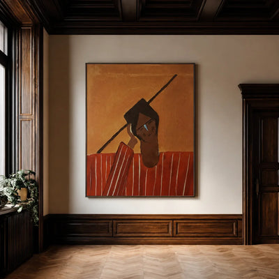 Angular Portrait in a Red Striped Shirt Wall Art styled interior scene 3 | Olyrel