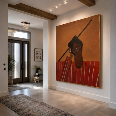 Angular Portrait in a Red Striped Shirt Wall Art styled interior scene 5 | Olyrel