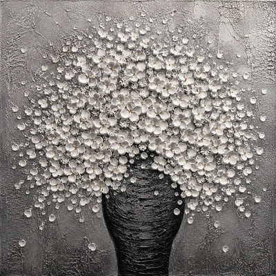 Original artwork view of Silver Blossom Vase Wall Art | Olyrel