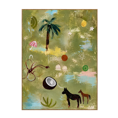 Palm Tree and Playful Tropical Motifs Wall Art | Olyrel