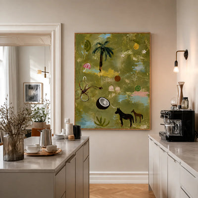 Palm Tree and Playful Tropical Motifs Wall Art styled interior scene 3 | Olyrel
