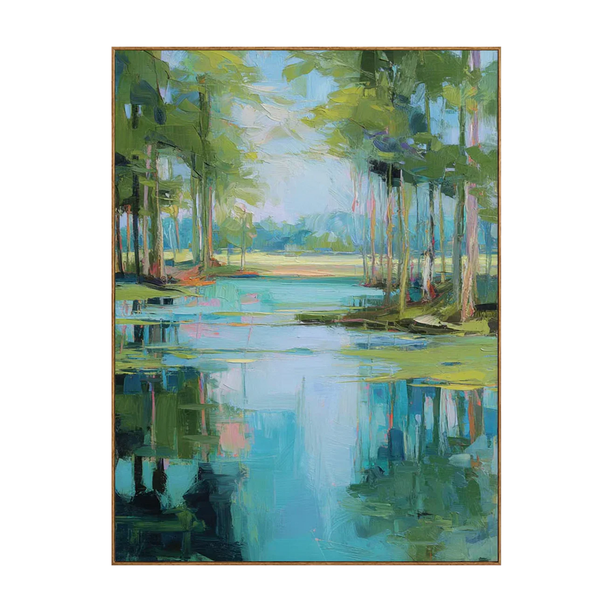 Turquoise Pond beneath Green Trees Wall Art | Olyrel