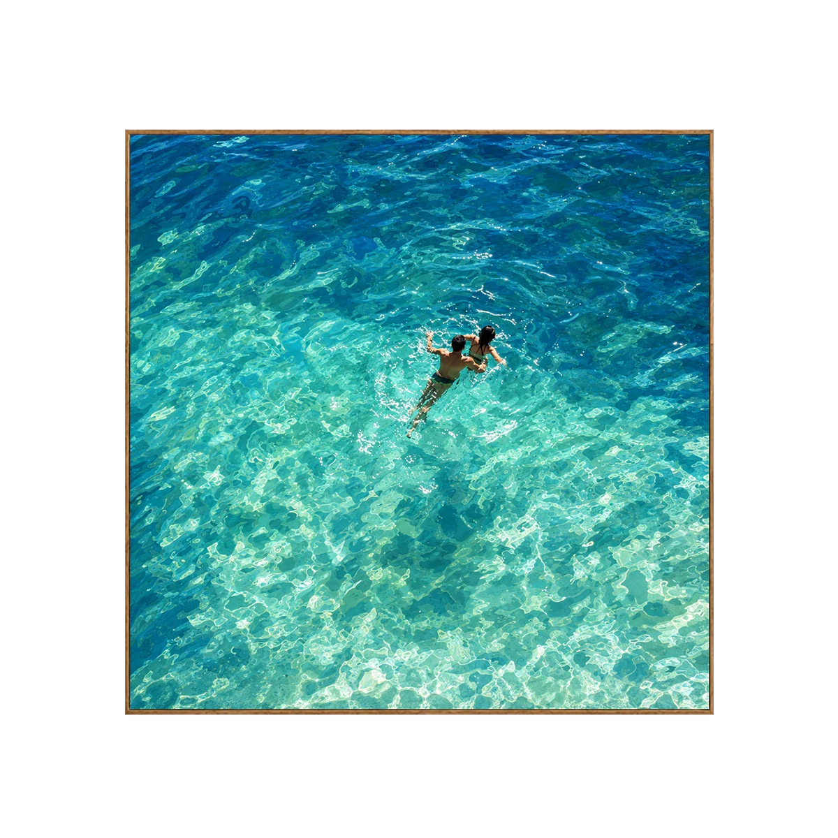 Two Swimmers in Sunlit Turquoise Water Wall Art | Olyrel