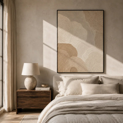 Sand Rings Textured Wall Art displayed above a sofa in a neutral interior | Olyrel