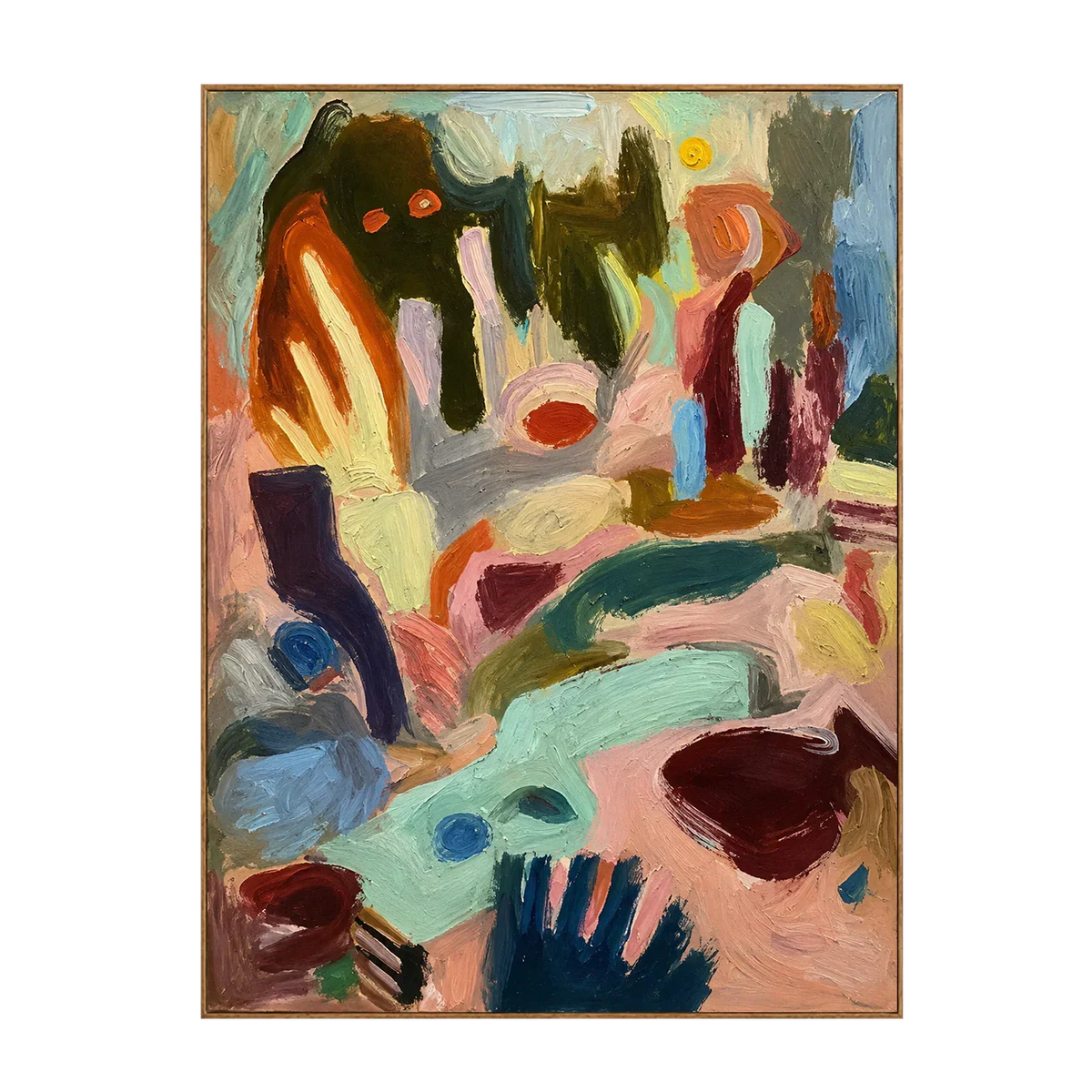 Mint Streams and Warm Color Gestures Abstract Wall Art | Olyrel