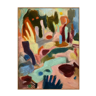 Mint Streams and Warm Color Gestures Abstract Wall Art | Olyrel