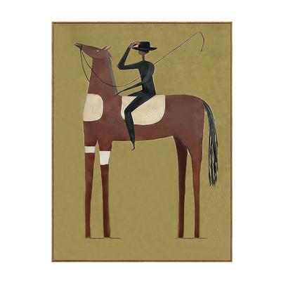 Tall Chestnut Horse and Dark-Clad Rider Wall Art | Olyrel