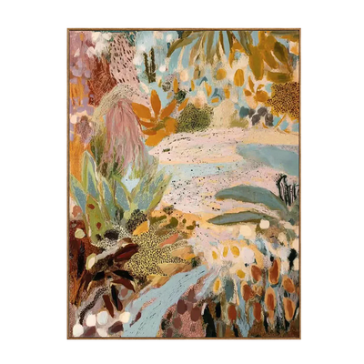 Pastel Botanical Layers in Aqua and Ochre Wall Art | Olyrel
