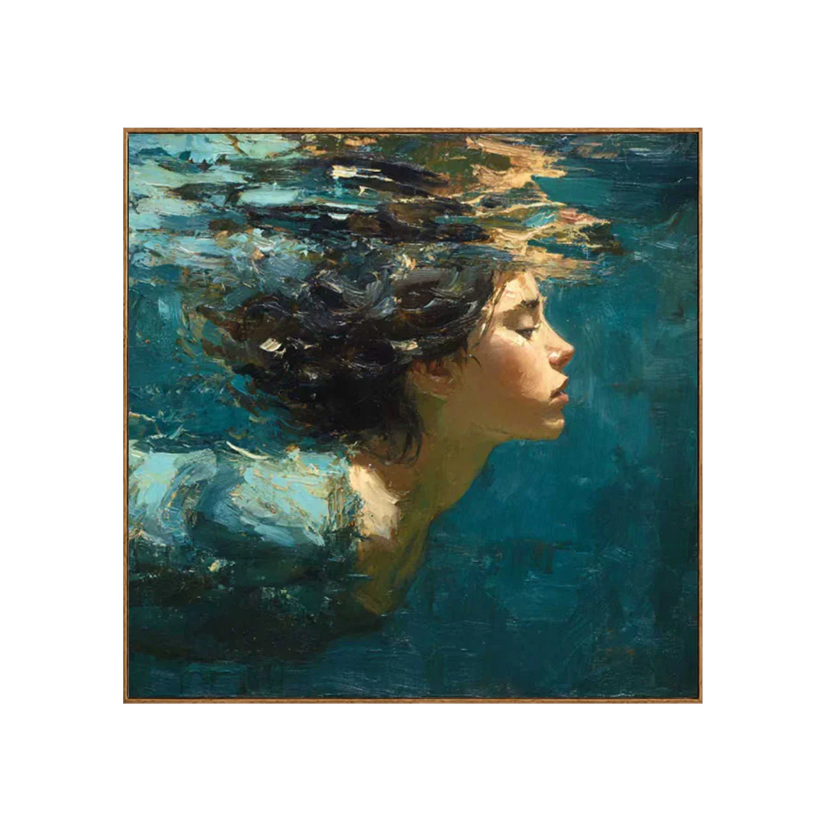 Teal Reverie Underwater Portrait Wall Art | Olyrel