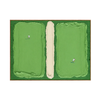 Green Fields and Tiny Players Textured Wall Art | Olyrel