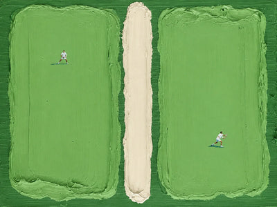 Green Fields and Tiny Players Textured Wall Art artwork view | Olyrel