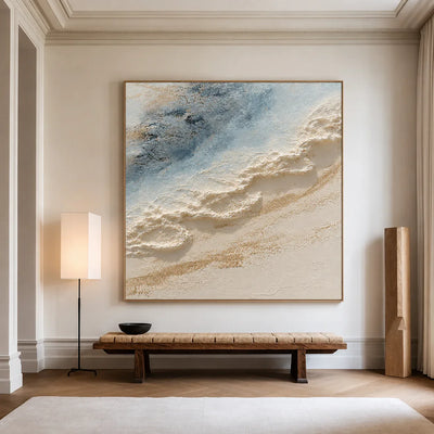 Blue Tide and Sculpted Foam Coastal Wall Art styled interior scene 2 | Olyrel