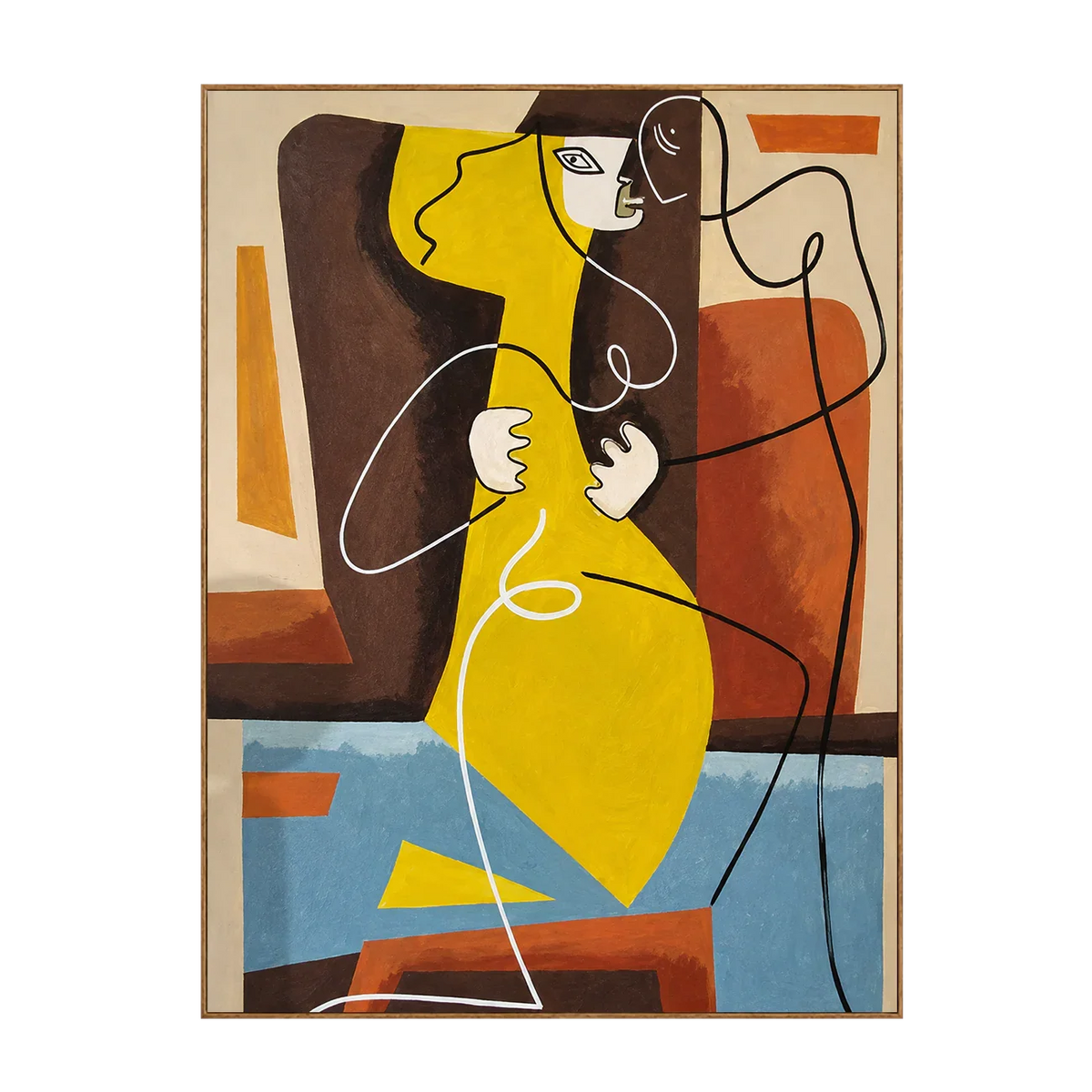 Golden Embrace Abstract Figure Wall Art | Olyrel