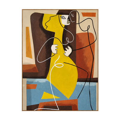 Golden Embrace Abstract Figure Wall Art | Olyrel