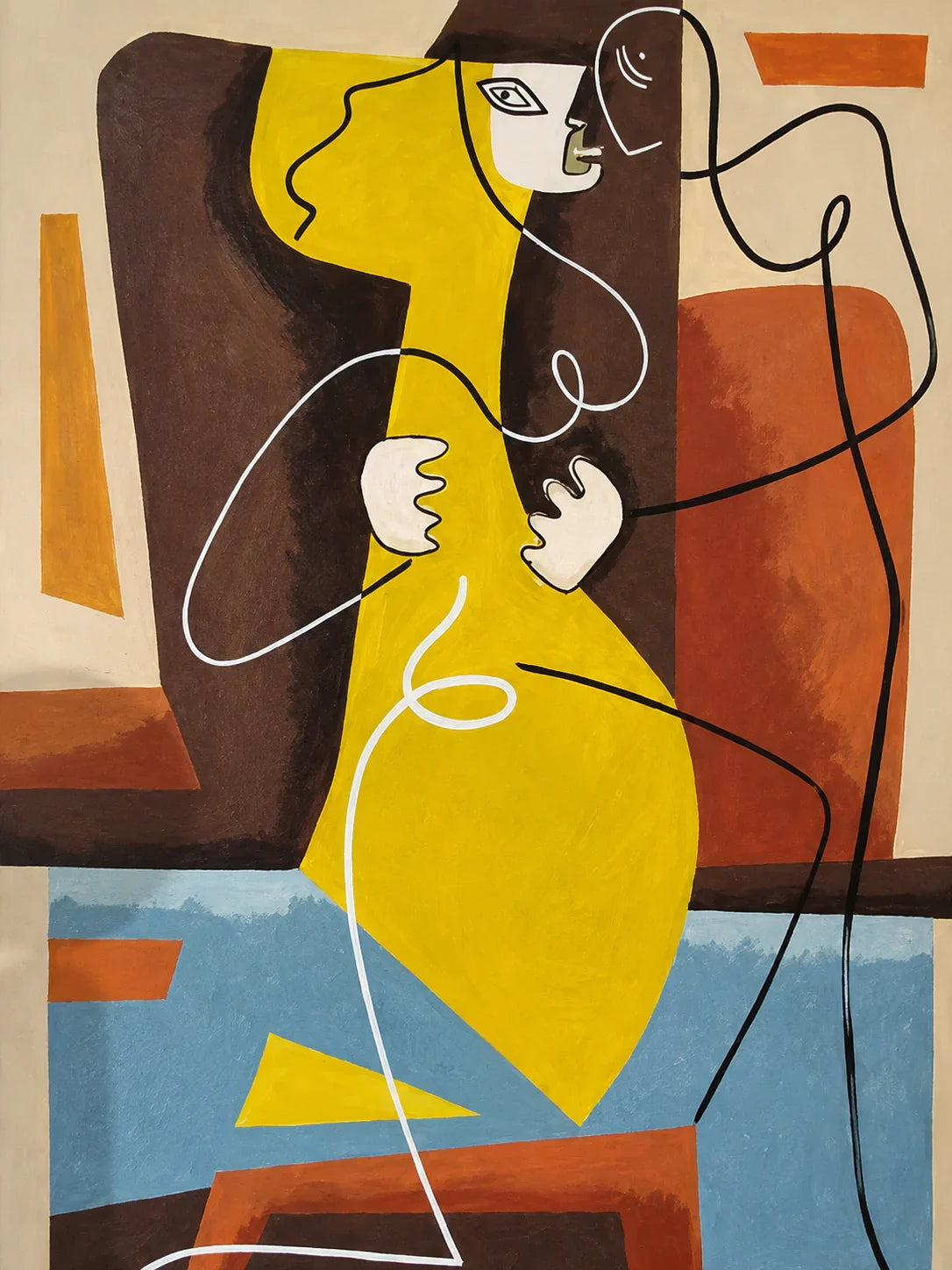 Golden Embrace Abstract Figure Wall Art artwork view | Olyrel
