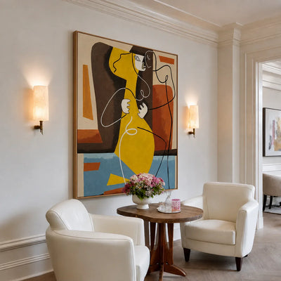 Golden Embrace Abstract Figure Wall Art styled interior scene 2 | Olyrel