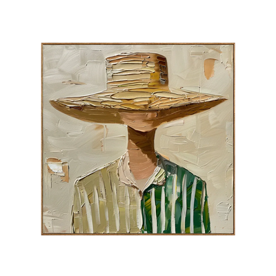 Wide-Brim Hat and Green Stripes Portrait Wall Art | Olyrel