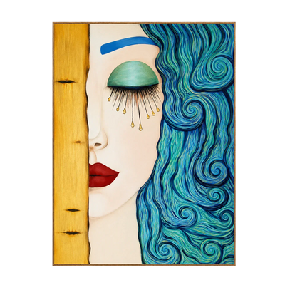 Turquoise Curls and Golden Tears Portrait Wall Art | Olyrel