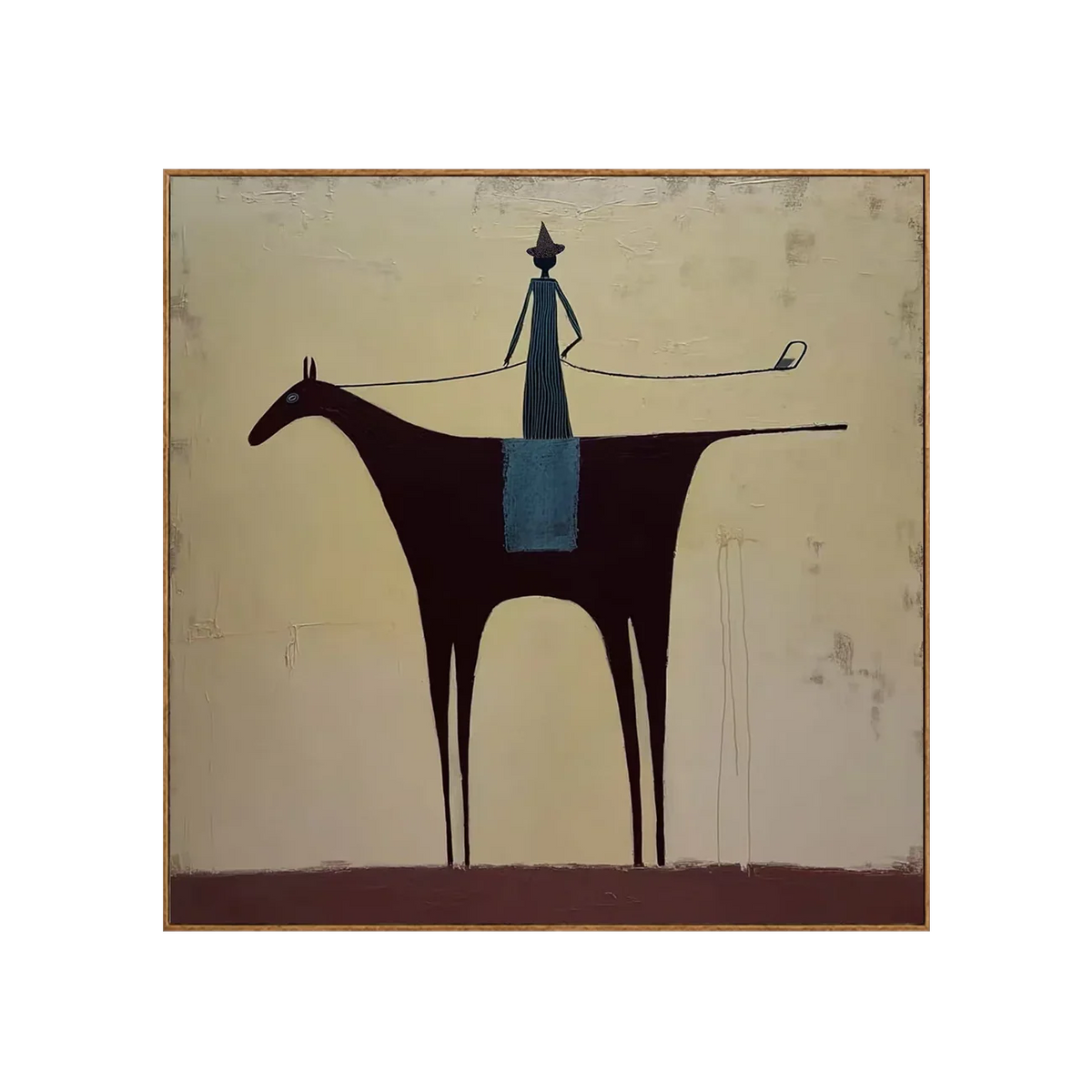 Slender Rider on a Burgundy Horse Wall Art | Olyrel