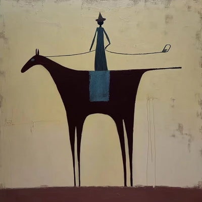 Slender Rider on a Burgundy Horse Wall Art artwork view | Olyrel