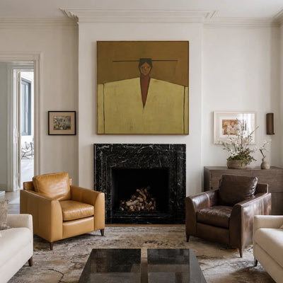 Ochre Poise with Broad Cream Shoulders Wall Art styled interior scene 5 | Olyrel