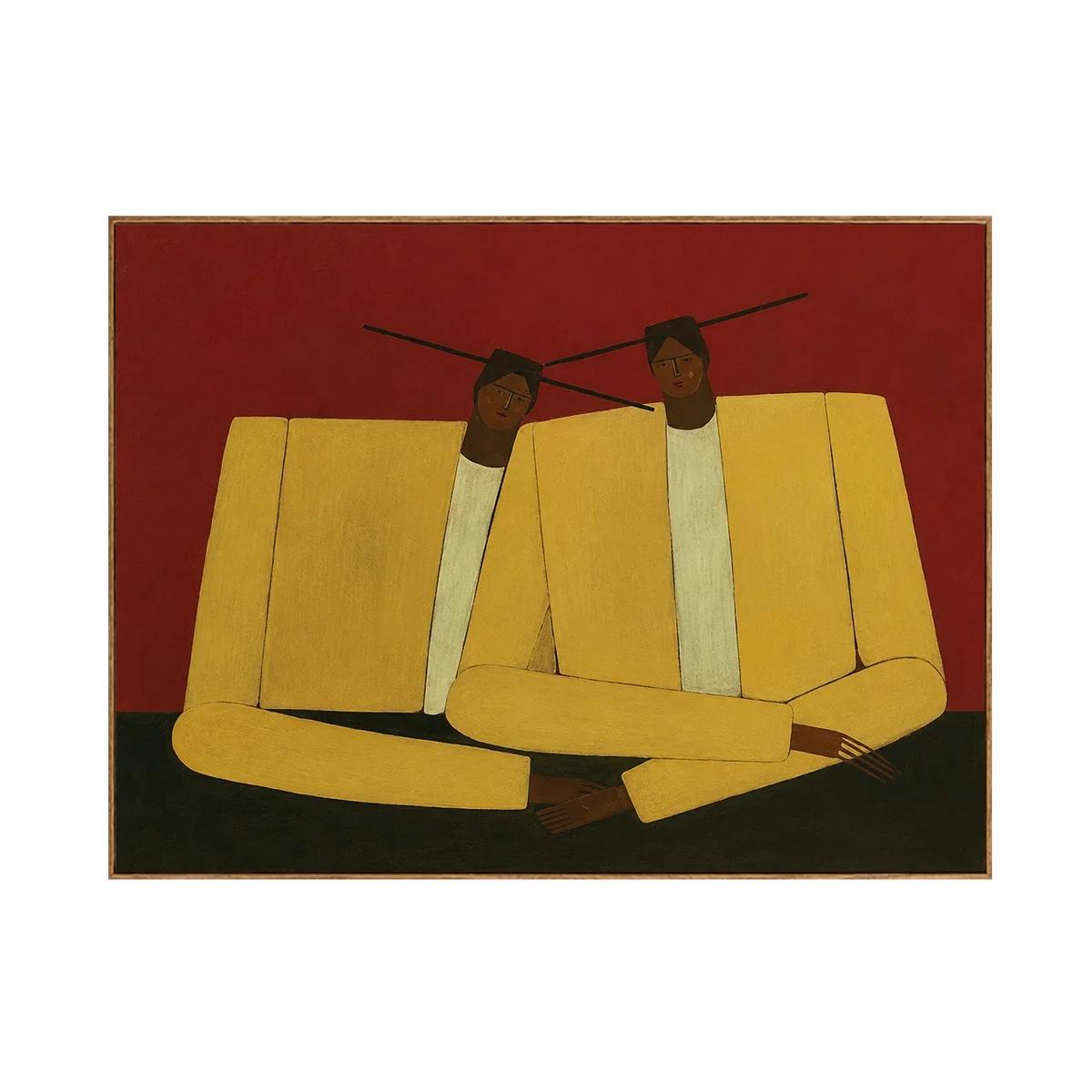 Mustard Jacket Companions on Rust Wall Art | Olyrel
