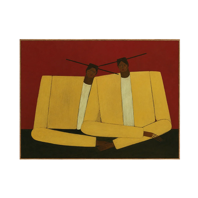 Mustard Jacket Companions on Rust Wall Art | Olyrel
