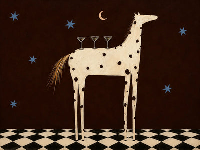 Spotted Horse with Three Cocktails under Stars Wall Art artwork view | Olyrel