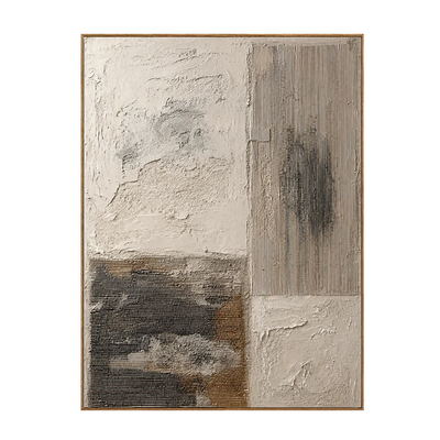 Ivory and Charcoal Patchwork Texture Wall Art | Olyrel