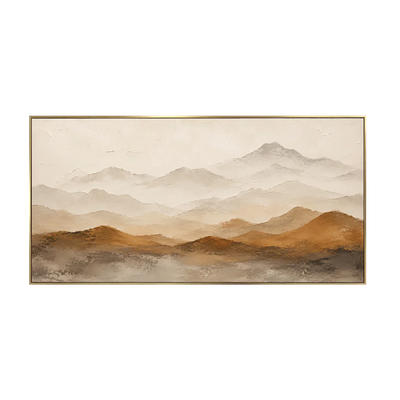 Ochre Foothills and Misty Mountain Layers Wall Art | Olyrel