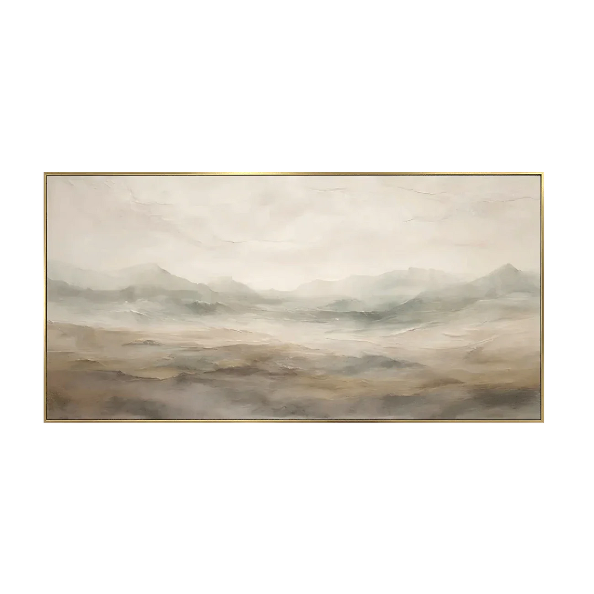 Quiet Taupe Valley and Distant Mountain Haze Wall Art | Olyrel