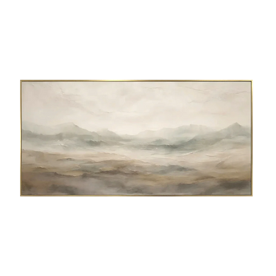 Quiet Taupe Valley and Distant Mountain Haze Wall Art | Olyrel