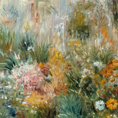Wild Garden in Sage and Marigold Wall Art artwork view | Olyrel