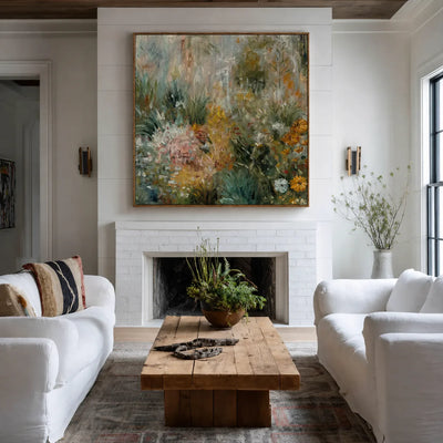 Wild Garden in Sage and Marigold Wall Art styled interior scene 3 | Olyrel