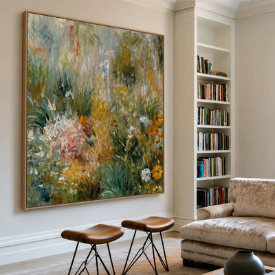 Wild Garden in Sage and Marigold Wall Art styled interior scene 5 | Olyrel