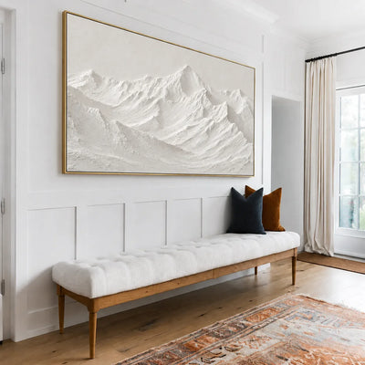 Sculpted Ivory Mountain Panorama Wall Art styled interior scene 1 | Olyrel