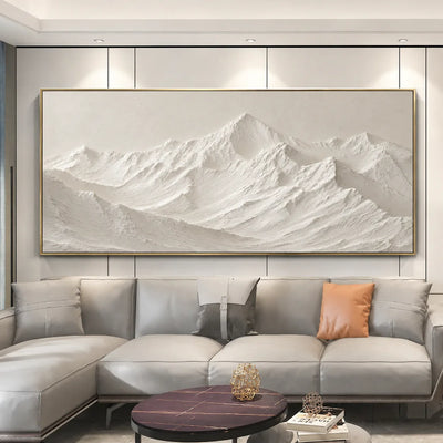 Sculpted Ivory Mountain Panorama Wall Art styled interior scene 3 | Olyrel