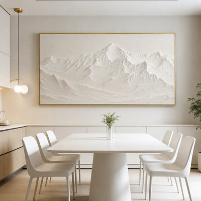 Sculpted Ivory Mountain Panorama Wall Art styled interior scene 5 | Olyrel