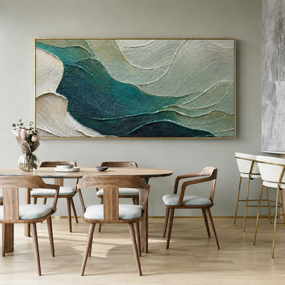 Sculpted Teal Currents and Sage Waves Wall Art styled interior scene 3 | Olyrel